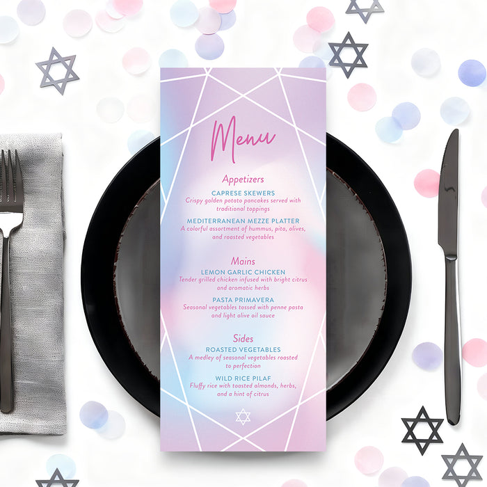 Pastel Bat Mitzvah Invitation Elegant Jewish Celebration Card