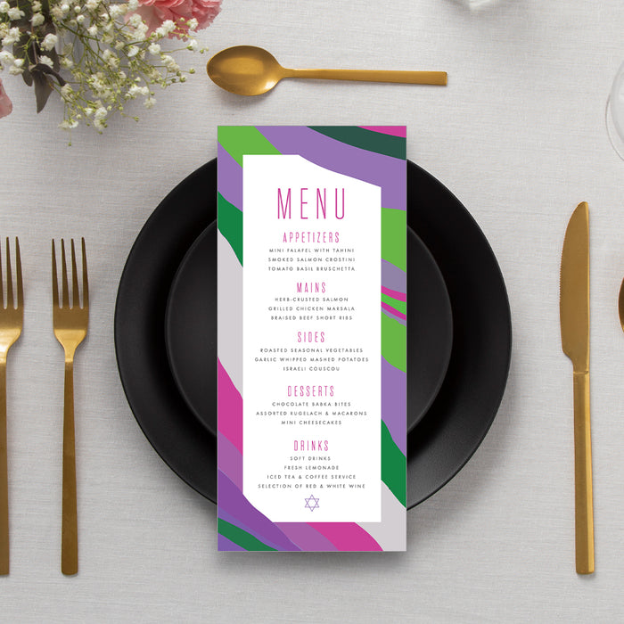 Bat Mitzvah Invitation Purple Watercolor Jewish Celebration Card