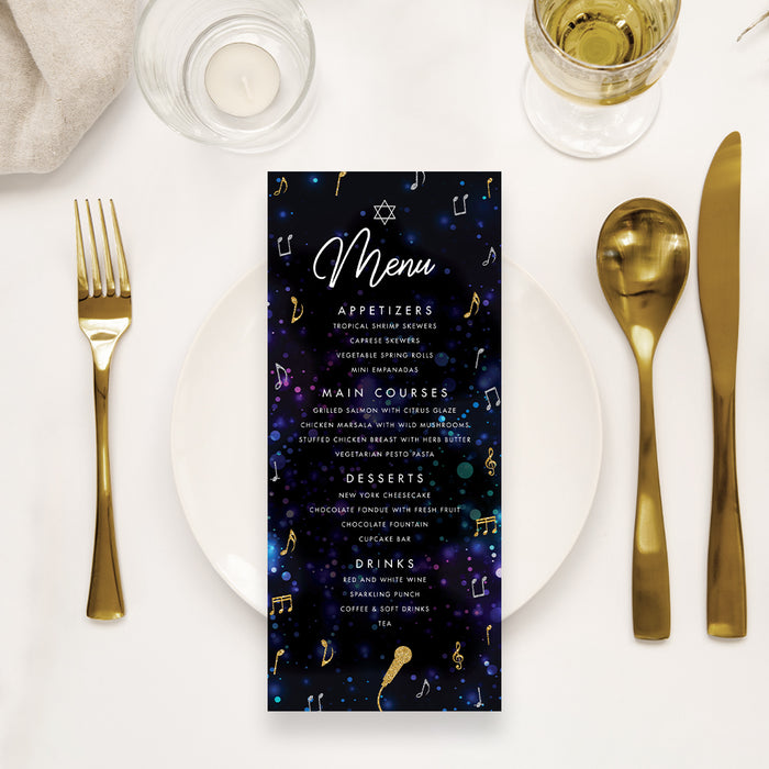 Music Theme Bat Mitzvah Invitation with Microphone Design