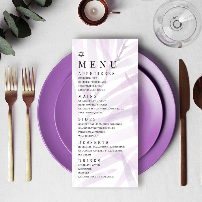 Lavender Bat Mitzvah Invitation Elegant Jewish Celebration Card