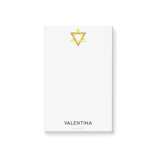 Personalized Bat Mitzvah notepad with gold Star of David and custom name