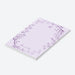Lavender floral notepad featuring a Star of David and personalized name, ideal for Bat Mitzvah gifts or Jewish stationery.-side