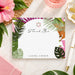 Tropical Bat Mitzvah thank you card featuring a palm leaf and floral border, Star of David, and personalized name in an elegant design.-front