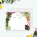 Tropical-themed Bat Mitzvah card with floral design and 'Thank You' text on a white background.