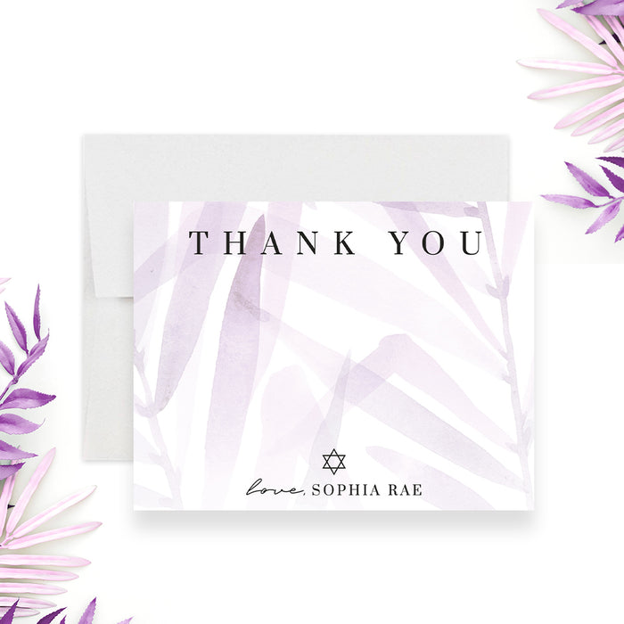 Lavender Bat Mitzvah Invitation Elegant Jewish Celebration Card