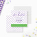 Bat mitzvah save the date card with purple picnic blanket and Star of David for a spring or garden celebration-front-back