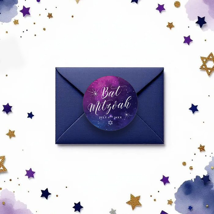 Galaxy Theme Bat Mitzvah Invitation Starry Night Design