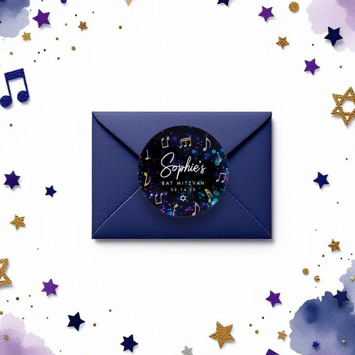 Music Theme Bat Mitzvah Invitation with Microphone Design