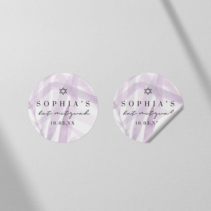 Lavender Bat Mitzvah Invitation Elegant Jewish Celebration Card