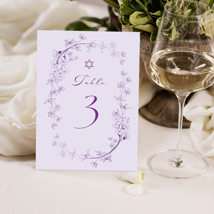 Lavender Bat Mitzvah Invitation Floral Design Star of David