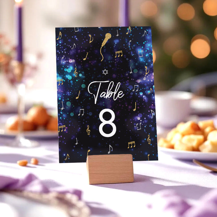 Music Theme Bat Mitzvah Invitation with Microphone Design