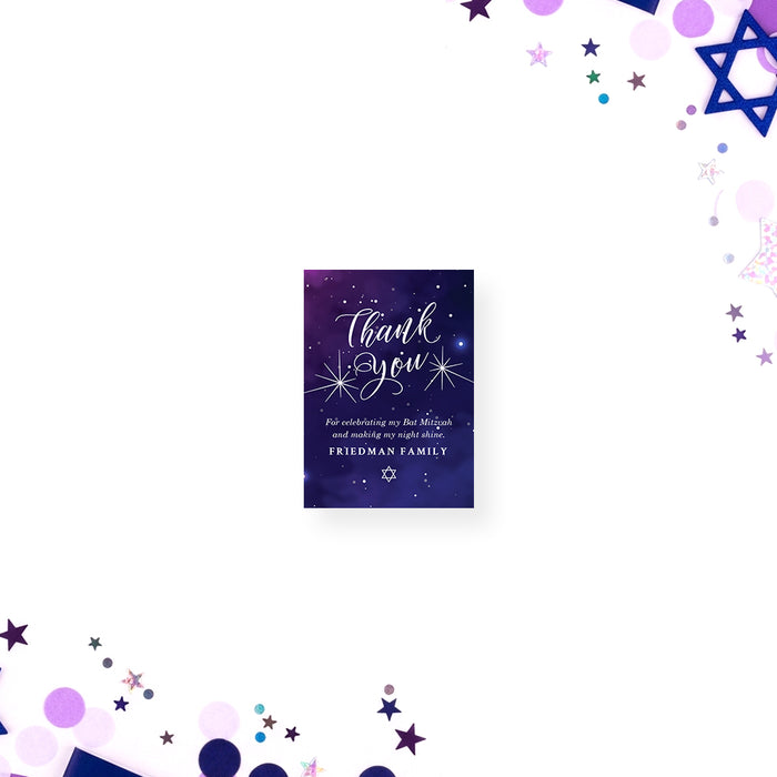 Galaxy Theme Bat Mitzvah Invitation Starry Night Design