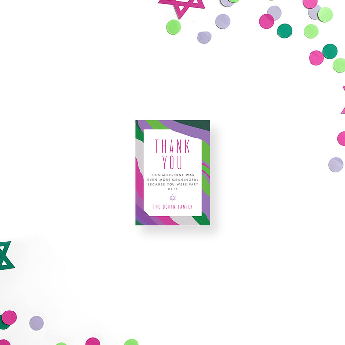 Bat Mitzvah Invitation Purple Watercolor Jewish Celebration Card