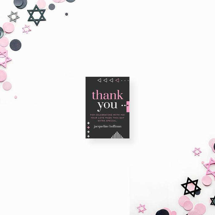 Modern Bat Mitzvah Photo Invitation Geometric Design