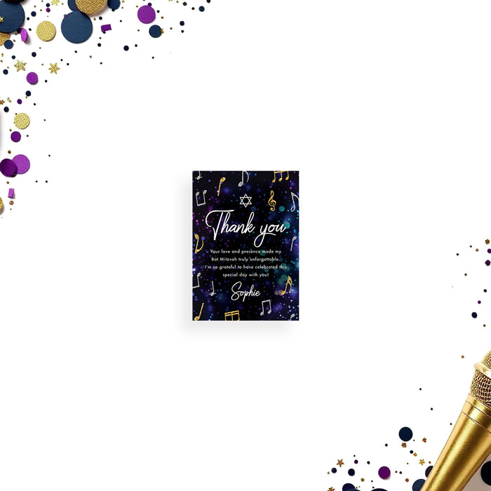 Music Theme Bat Mitzvah Invitation with Microphone Design