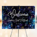 Bat Mitzvah welcome sign featuring musical notes and Star of David, personalized for Jewish music-themed celebrations.