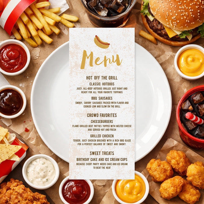 Personalized Barbecue Birthday Party Invitation Hot Dog Cookout