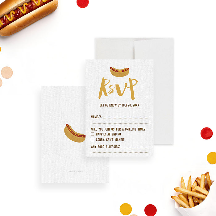 Personalized Barbecue Birthday Party Invitation Hot Dog Cookout
