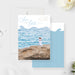 Beach wedding save the date card featuring a couple’s photo with ocean wave frame-front-back