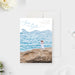 Beach wedding save the date card featuring a couple’s photo with ocean wave frame-front