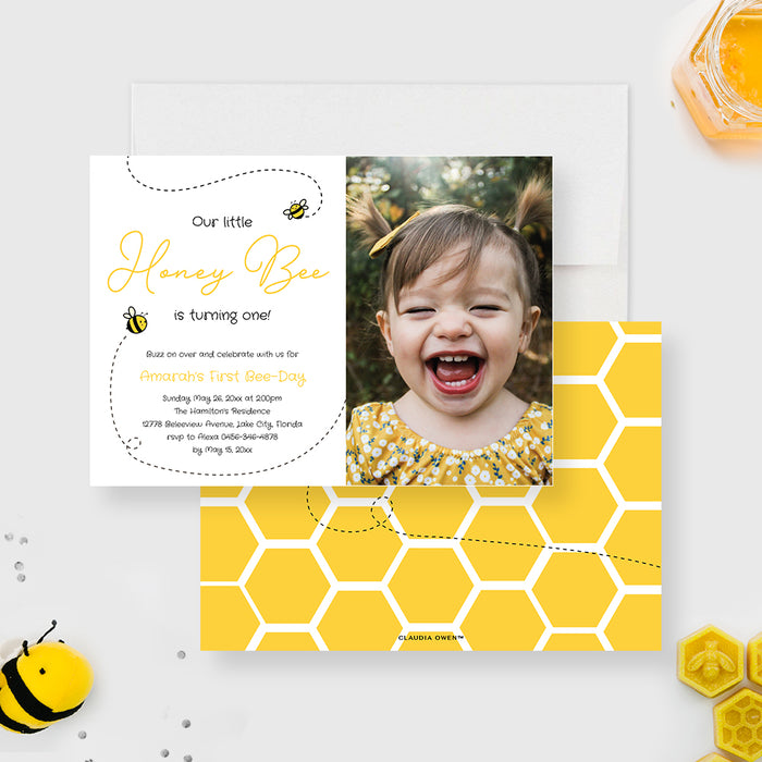 Bee Birthday Invitation Photo Honey Bee Party Template