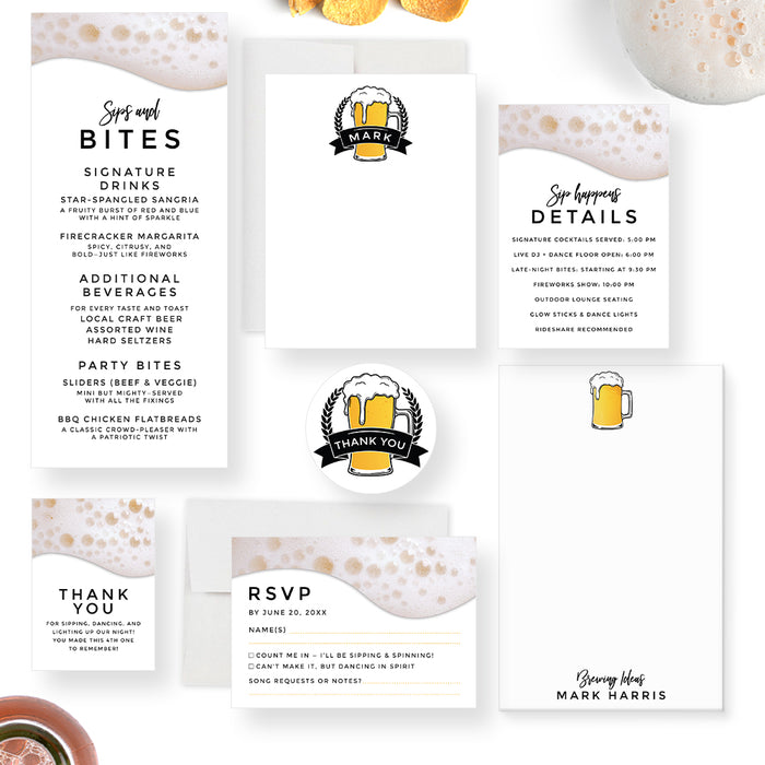 Fourth of July Party Invitation Beer Theme Lets Get Lit Design