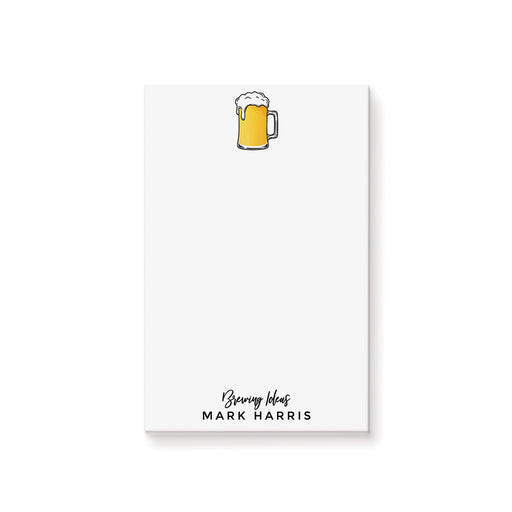 “Brewing Ideas” personalized notepad featuring a beer mug illustration