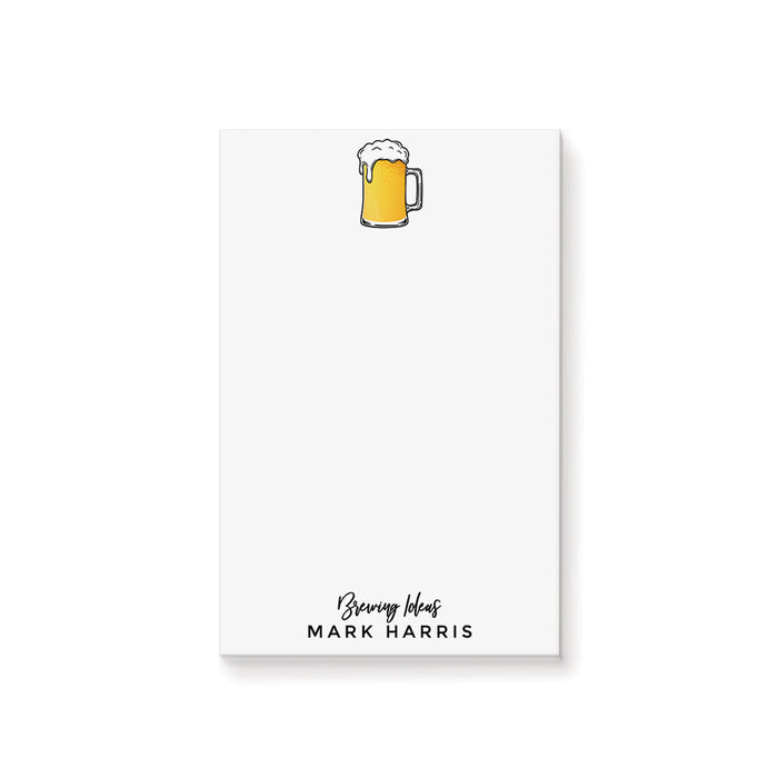 “Brewing Ideas” personalized notepad featuring a beer mug illustration