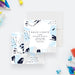modern beers and BBQ birthday save the date card with blue and gray abstract brushstroke design-front-back