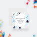 modern beers and BBQ birthday save the date card with blue and gray abstract brushstroke design-front