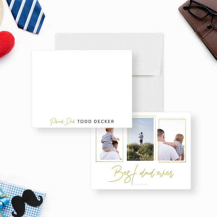 Best Dad Ever Note Card with Personalized Photos, Father's Day Card, Custom Gifts for Daddy, First Father's Day Photo Card