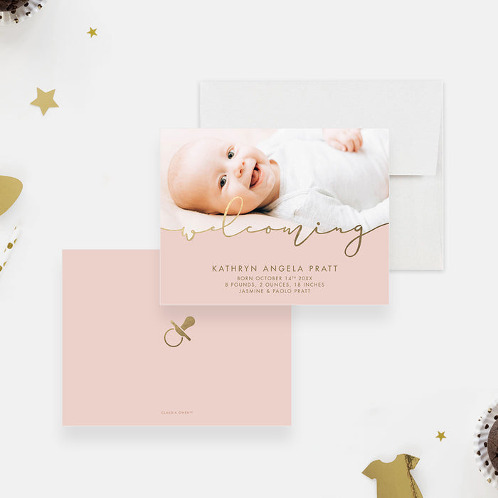 Personalized Baby Shower Invitations with Maternity Photo, Baby Shower Invitations with Pregnancy Photo in Pink and Gold