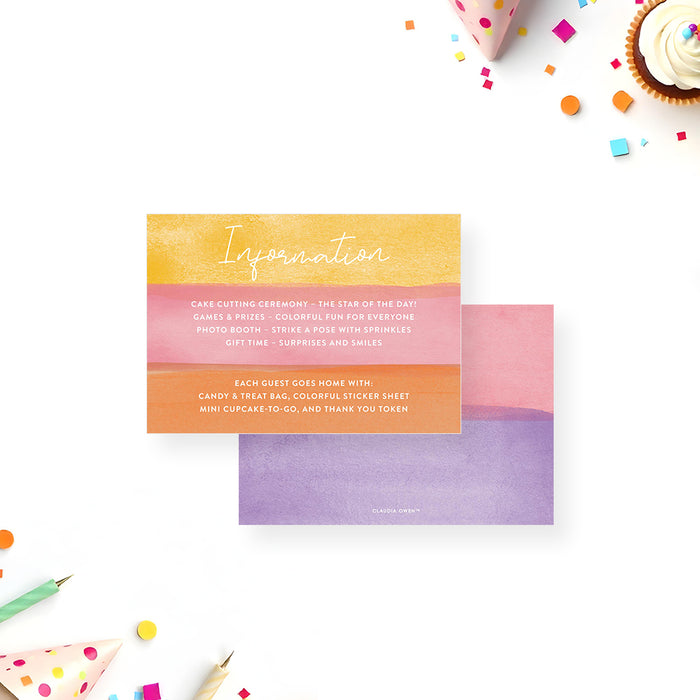 Watercolor Cake Kids Birthday Party Invitation Sweet Dessert Design