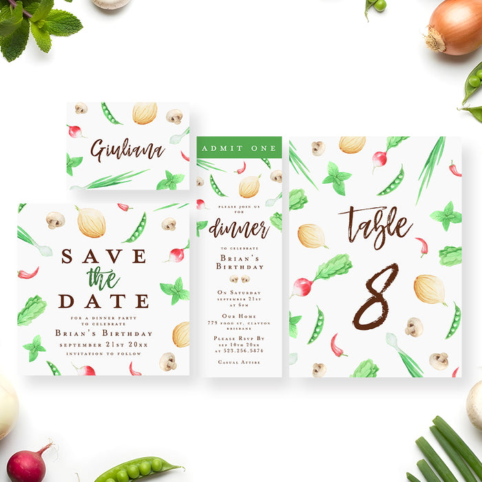 Dinner Party Invitation Vegetable Theme Cooking Birthday Invite