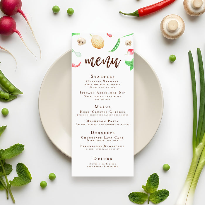 Dinner Party Invitation Vegetable Theme Cooking Birthday Invite
