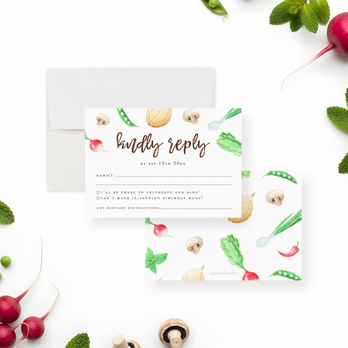 Dinner Party Invitation Vegetable Theme Cooking Birthday Invite
