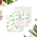 Dinner party save the date card featuring vegetable illustrations for a birthday dinner, cooking party, or garden themed celebration.-front-back