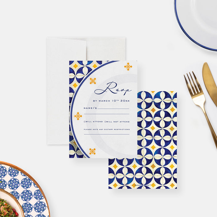 Birthday Dinner Party Invitation Card with Plate and Tablecloth Design, Italian-Inspired Event Invitations for Dinner Party