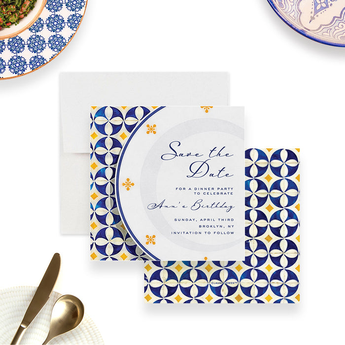 Birthday Dinner Party Invitation Card with Plate and Tablecloth Design, Italian-Inspired Event Invitations for Dinner Party