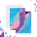 Colorful abstract paint birthday invitation with vibrant artistic design, modern girls party invite with bold colors-front-back
