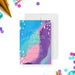 Colorful abstract paint birthday invitation with vibrant artistic design, modern girls party invite with bold colors-front