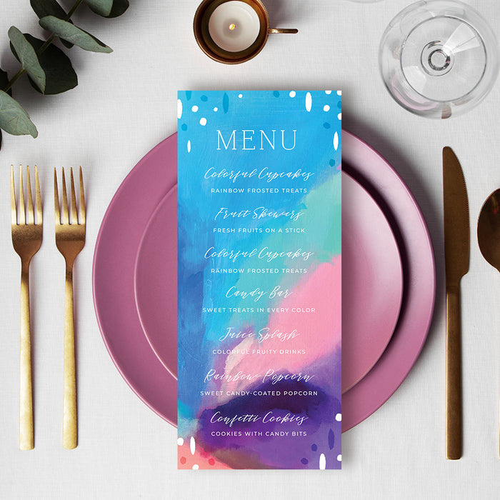 Colorful Birthday Invitation Abstract Paint Girls Party Invite
