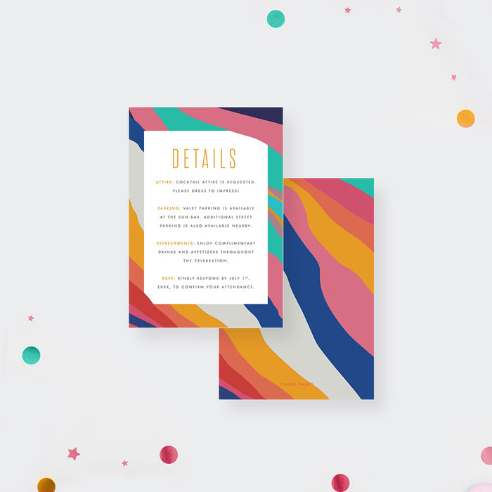 Unique and Creative Birthday Invitation Card with Colorful Artistic Pattern, Summer Party Invitations for All Ages