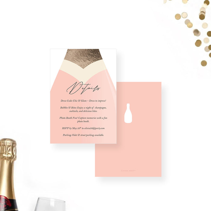 Champagne Bottle Birthday Invitation Elegant Party Card