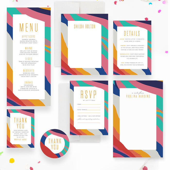 Unique and Creative Birthday Invitation Card with Colorful Artistic Pattern, Summer Party Invitations for All Ages