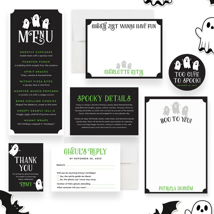 Halloween Birthday Invitation Cute Ghost Party Card