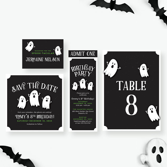 Halloween Birthday Invitation Cute Ghost Party Card