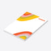Personalized kids’ notepad featuring a vibrant modern abstract retro rainbow design with colorful arches-side