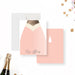 Personalized champagne bottle note card with blush pink and gold design, perfect for thank you notes, birthdays, and bridal showers.-front-back