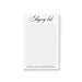 Minimalist shopping list notepad with elegant script typography and a "Because a Queen needs her essentials" footer
